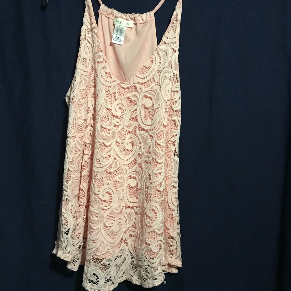 Love J Pink/Cream Lace Tank